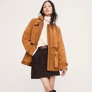 New Banana Republic Quilted Chenille & Canvas Field Jacket Women FREE SHIPPING!